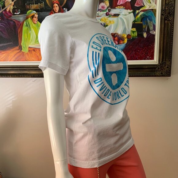 Ed Sheeran Youth Divide World Tour Medium White Crew Neck T-Shirt - Picture 5 of 9